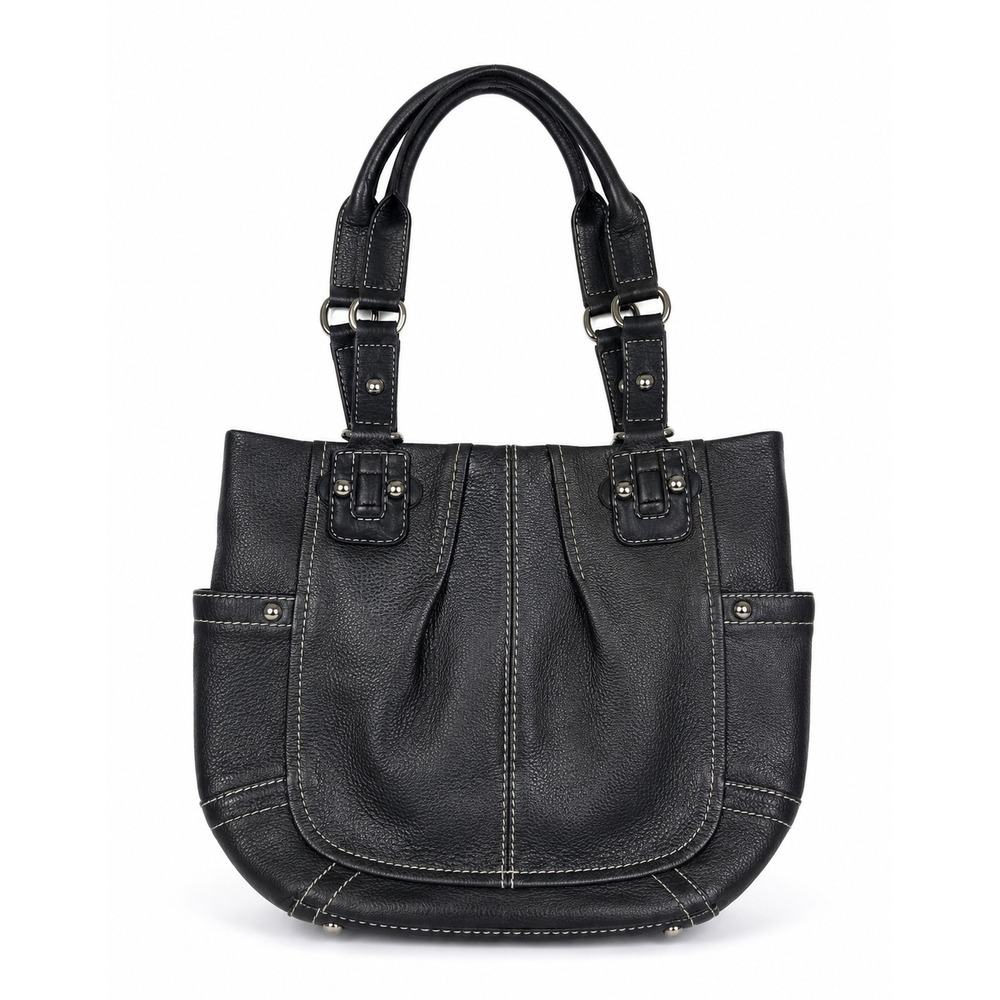 Tignanello Vintage Y2K Gray Pebbled Genuine Leather Shoulder Bag Purse - Picture 1 of 11